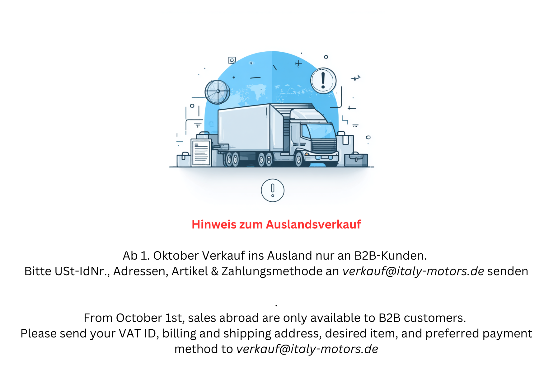 Internationale Versand ab 1 Oktober