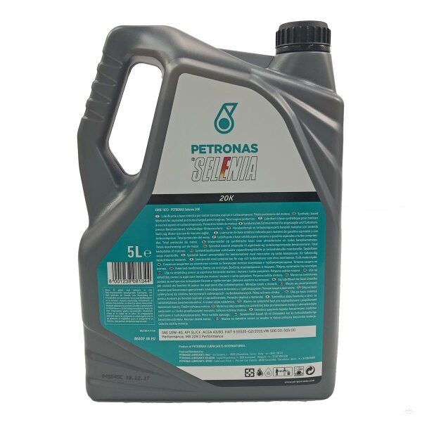 Petronas Selenia 20 K SAE 10W40 Motoröl Öl Fiat 9.55535
