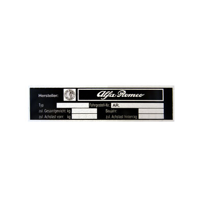 Alfa Romeo Typenschild Schild Blech Fahrgestellnummer...