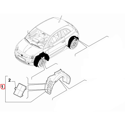 Original Fiat 500 Abarth Radkasten Radhausschale Abdeckung vorne rechts 51855525