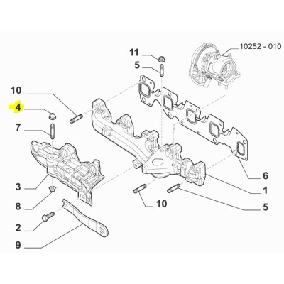 Original FCA Mutter mit Bund DIN 6927 M8X1,25 Auspuffanlage Krümmer etc 55192175