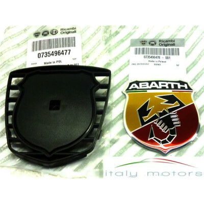Fiat 500 C Abarth original Emblem Logo inkl. Trägerplatte 735496477  735496478