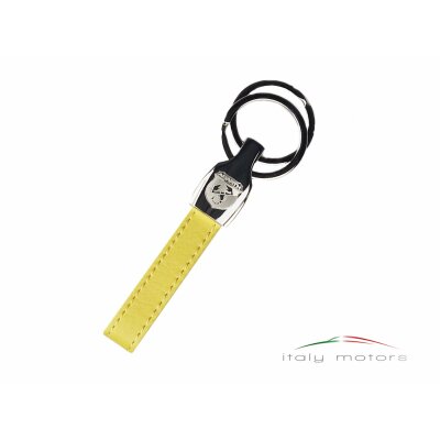 Fiat Abarth Schlüsselanhänger Logo Band Leder gelb abnehmbarer Schlüsselring