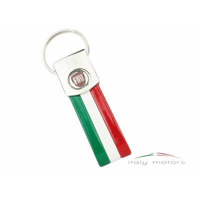 Fiat Schlü�sselanhänger Chromstahl Tricolore italienische Flagge Emblem Logo 7281
