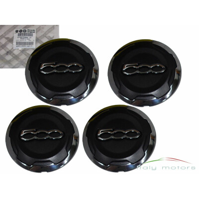 Original Fiat 500L Felgendeckel 4er Set 500 chrom schwarz 3D 735576964 735562241