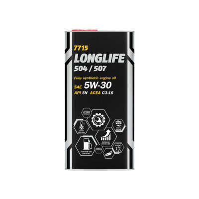 Original MANOL OIL MOTORÖL - 5W30 MANNOL 7715 LONGLIFE 504/507 (7715 O.E.M. fVW	 AUDI	 SKODA) 5L KFZ Ersatzteil 7715-5