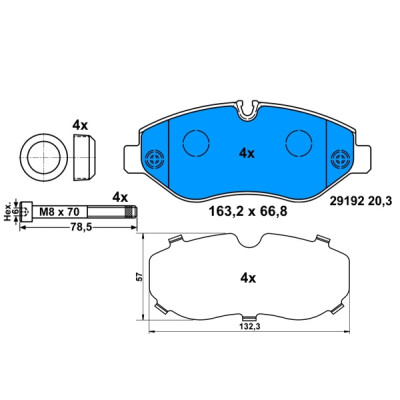 Bremsbelagsatz Scheibenbremse für Mercedes VW 68006732AA 0044206720