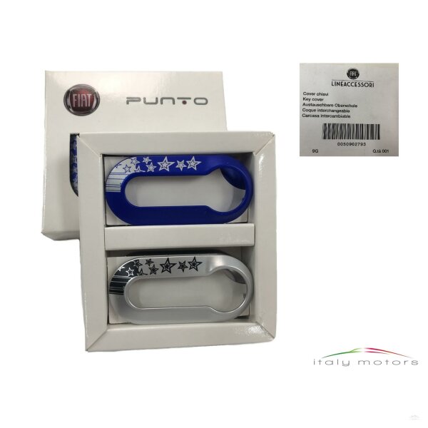 Original Fiat Punto Evo Schlüssel Cover Schlüsselcover silber blau Set